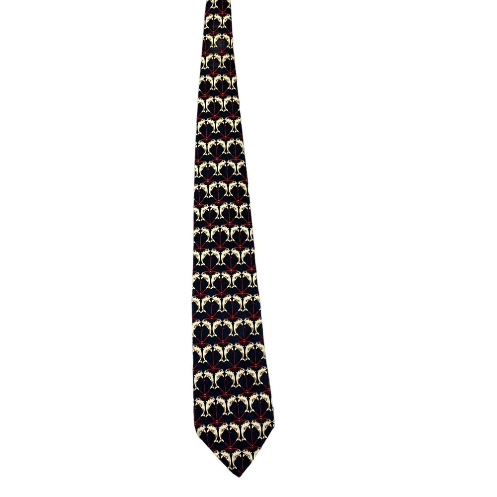 Brooks Brothers Makers‎ Silk Tie Maroon Beige Dolphins Men Necktie